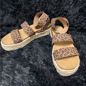 Time and Tru Leopard Espadrille Sandals